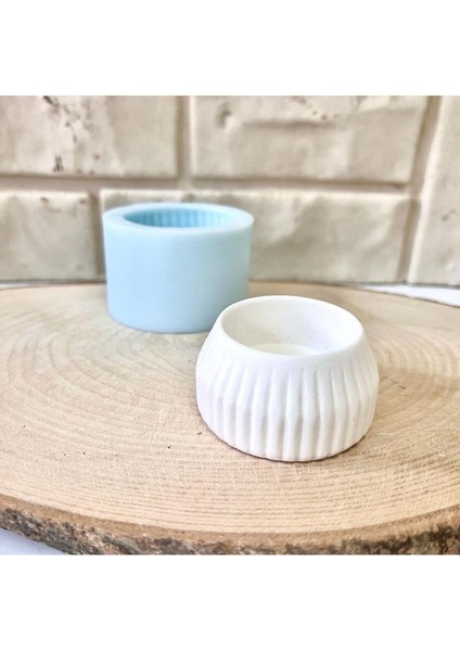 Taş Tozu Kalıbı -Geometrik Katlı Mumluk Silikon Kalıp