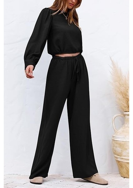 Keten Yazlık Yüksel Bel Pantolon Balon Kol Tasarım Bluz Ikili Takım Alt Üst fiyatları