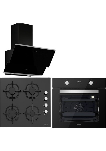 Silverline BO6502B02 - CS5343B01 - 3490 Oslo Siyah Ankastre Set