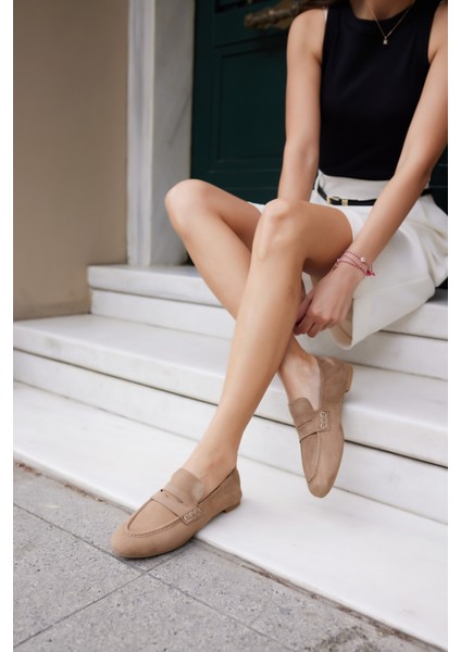 Milly Kadin Lacivert Suet Loafer Babet Ayakkabi indirimleri