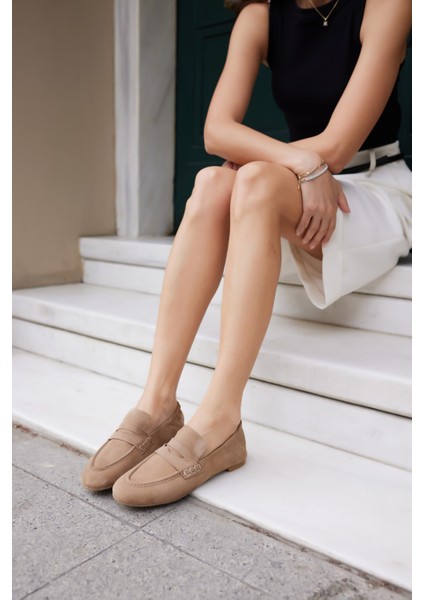 Milly Kadin Lacivert Suet Loafer Babet Ayakkabi