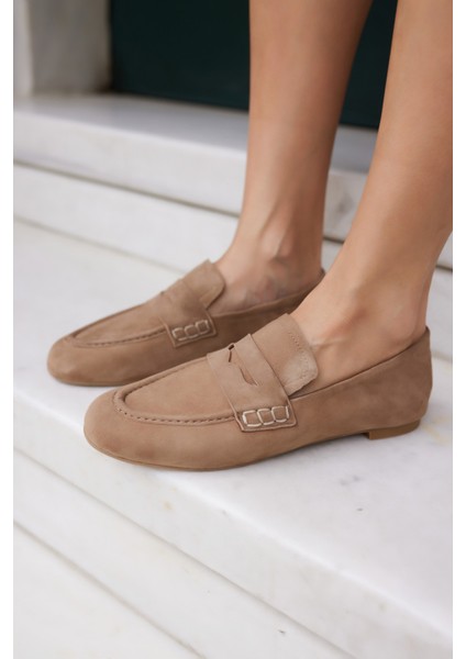 Milly Kadin Lacivert Suet Loafer Babet Ayakkabi
