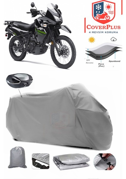 Kawasaki Klr 650 Arka Çanta Uyumlu (Gri) Motorsiket Brandası Motor Örtüsü Çadır Su Geçirmez Motosiklet Kılıfı Motor Brandası