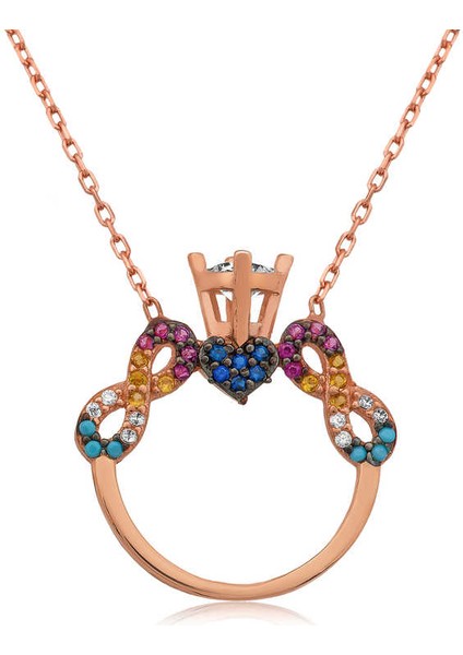 925 Ayar Gümüş Tek Taş Sonsuz Aşk Kadın Gümüş Kolye