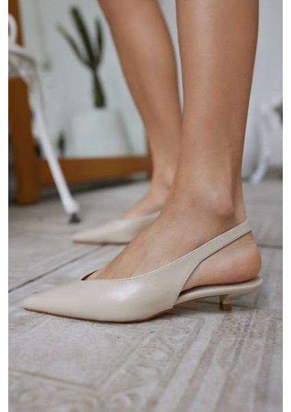 Olise Kadın Bej Mat Mını Topuk Ayakkabi