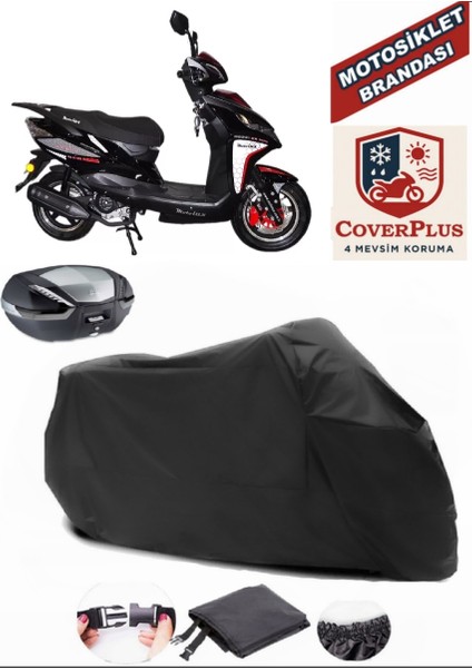 Motolux Rossi Rs Motor Brandası Siyah Arka Çanta Uyumlu Motorsiket Brandası Motor Örtüsü Çadır Su Geçirmez Motosiklet Kılıfı Motor Brandası
