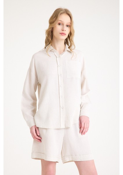 Keten Yazlık Uzun Kol Gömlek Şort Ikili Takım fiyatları