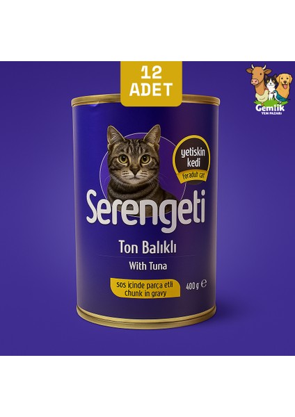 Ton Balıklı Gravy Etli Yetişkin Kedi Konserve Mama 400 gr