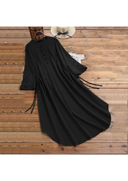 Günlük Salaş Büzgü Detaylı Yazlık Uzun Kadın Elbise