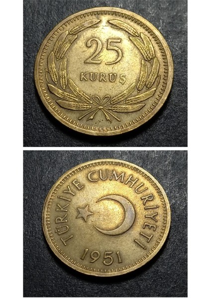 3996368F55D295D979 1951 25 Kuruş Ççt+ Eski Madeni Para