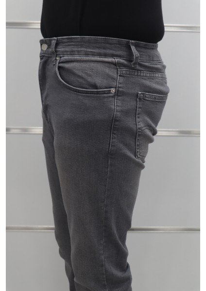 Fistan Store Erkek Gri Yüksek Bel Rahat Kesim Boru Paça Jean Pantolon modelleri