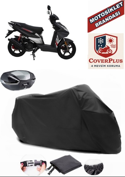 Mondial 100 Ardour Motor Brandası Siyah Arka Çanta Uyumlu Motorsiket Brandası Motor Örtüsü Çadır Su Geçirmez Motosiklet Kılıfı Motor Brandası