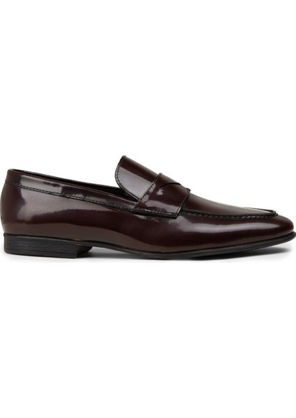 Erkek Bordo Hakiki Deri Loafer Ayakkabı - 01988MBRDC01