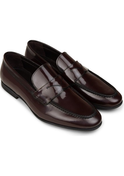 Erkek Bordo Hakiki Deri Loafer Ayakkabı - 01988MBRDC01 fırsatları