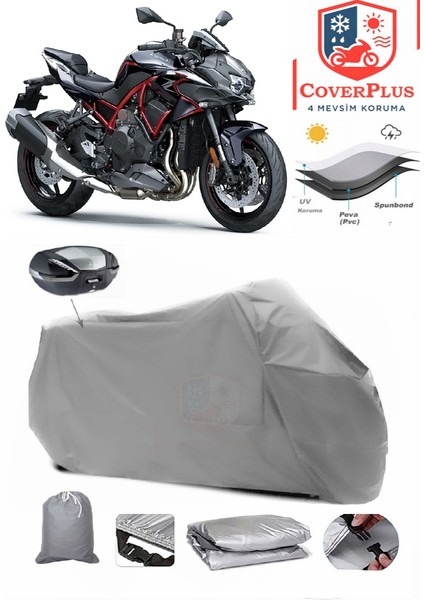 Kawasaki Z H2 Se Motor Brandası Gri Arka Çanta Uyumlu Motorsiket Brandası Motor Örtüsü Çadır Su Geçirmez Motosiklet Kılıfı Motor Brandası