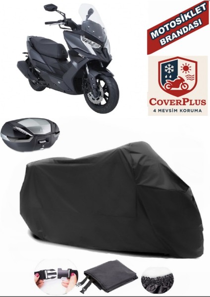 Kymco Dink R 150 Motor Brandası Siyah Arka Çanta Uyumlu Motorsiket Brandası Motor Örtüsü Çadır Su Geçirmez Motosiklet Kılıfı Motor Brandası