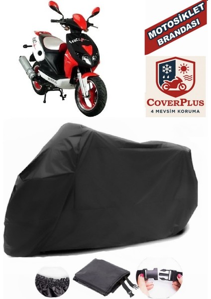 Mondial 150 Rf Siyah Motorsiket Brandası Motor Örtüsü Çadır Su Geçirmez Motosiklet Kılıfı Motor Brandası