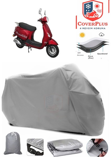 Vitello Life 80 Gri Motorsiket Brandası Motor Örtüsü Çadır Su Geçirmez Motosiklet Kılıfı Motor Brandası