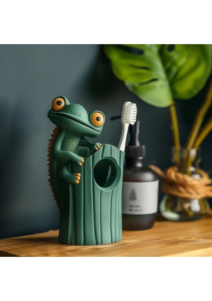 /sevimli Gözlü Kertenkele Diş Fırçalık/kalemlik Kertenkele Detaylı Çok Amaçlı Tutucu/3d Baskı