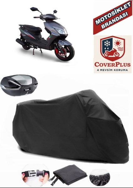 Motolux Nirvana 50 Motor Brandası Siyah Arka Çanta Uyumlu Motorsiket Brandası Motor Örtüsü Çadır Su Geçirmez Motosiklet Kılıfı Motor Brandası