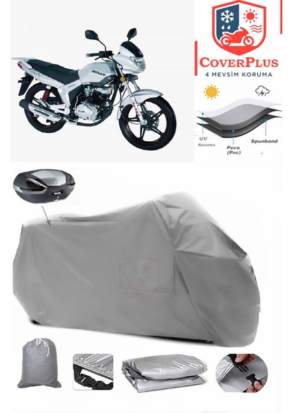 Bisan Sunway Fks Arka Çanta Uyumlu (Gri) Motorsiket Brandası Motor Örtüsü Çadır Su Geçirmez Motosiklet Kılıfı Motor Brandası