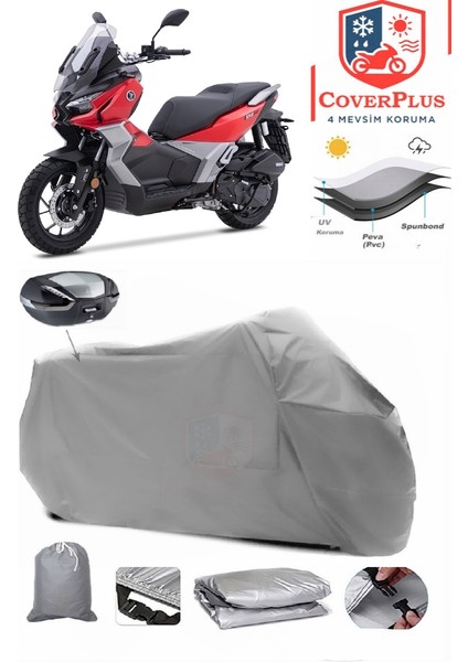 Voge Sr1 Adv Arka Çanta Uyumlu (Gri) Motorsiket Brandası Motor Örtüsü Çadır Su Geçirmez Motosiklet Kılıfı Motor Brandası