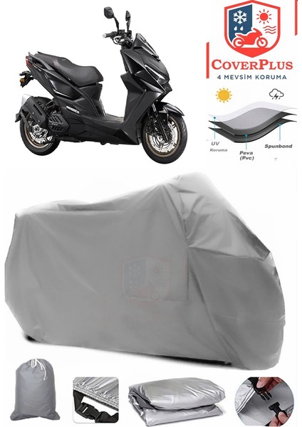 Kymco Krv 200 Gri Motorsiket Brandası Motor Örtüsü Çadır Su Geçirmez Motosiklet Kılıfı Motor Brandası