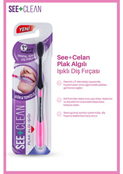 See + Clean Diş Fırçası Orta Sertlikte Aktif Karbon Teknolojisi Pembe Renkli modelleri