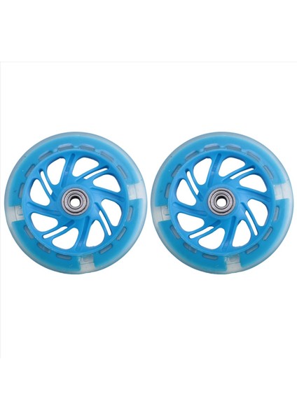 1paır 120MM Çocuk Scooter LED Işıklar Yatakları ile Yanıp Sönen Tekerlekler Ön/arka LED Yanıp Sönen Scooter Tekerlekler, Mavi (Yurt Dışından)
