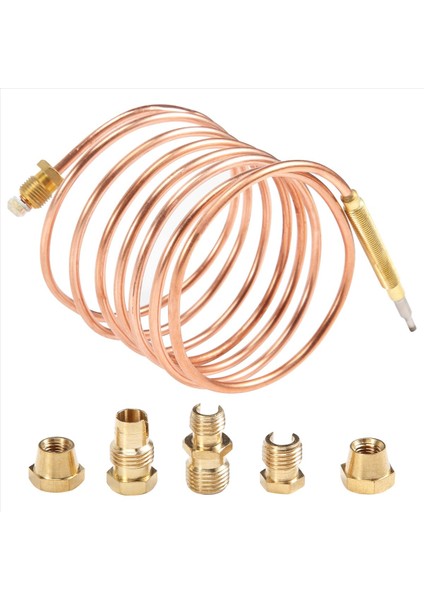 1500MM Gaz Sobası Evrensel Termokupl Kiti M6X0.75 Taşma Somunlu (Beş) Yedek Termokupl (Yurt Dışından)