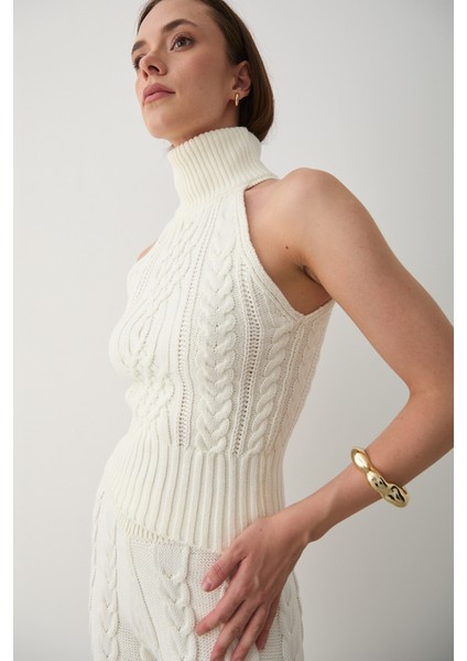 Ekru Kolsuz Bluz Pantolon Takım - 3009