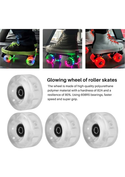 4pcs Roller Skate Wheels Işık Işık, Rulmanlar Dış Mekan Silindir Skate Wheels Flash, Çift Sıralı Paten Için (Yurt Dışından) modelleri