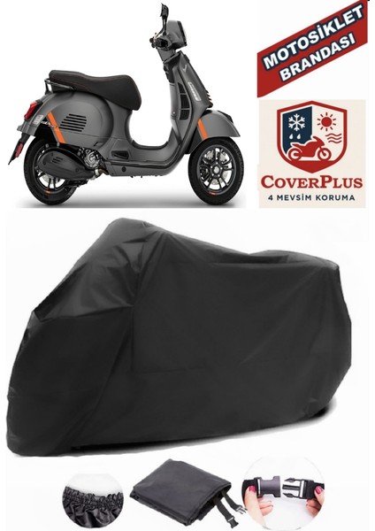 Vespa Gts 300 Supertech Motor Brandası Siyah Motorsiket Brandası Motor Örtüsü Çadır Su Geçirmez Motosiklet Kılıfı Motor Brandası