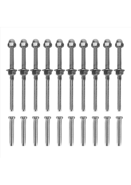 Dişli Cıvata ve Pedal Topu Kablo Korkuluk Kiti Uç 0,32 Cm, T316 Deniz Sınıfı Paslanmaz Çelik Merdiven Sırt Rayı Ahşap Sütun Dikiş Donanım Sistemi (Yurt Dışından)