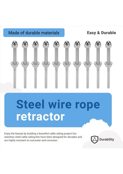 Dişli Cıvata ve Pedal Topu Kablo Korkuluk Kiti Uç 0,32 Cm, T316 Deniz Sınıfı Paslanmaz Çelik Merdiven Sırt Rayı Ahşap Sütun Dikiş Donanım Sistemi (Yurt Dışından) fırsatları