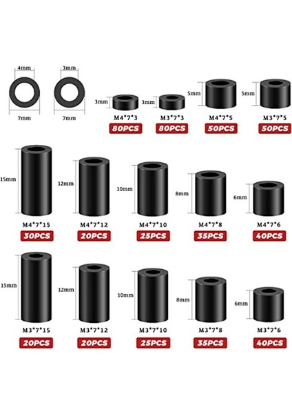 550 Pcs Elektrik Çıkış Vidalı Aralayıcıları Siyah Naylon Yuvarlak Ara Ara Aralayı M3/m4 Vidalar Için Anahtar ve Yer (Yurt Dışından) modelleri