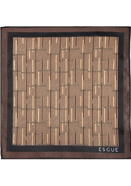 8 cm Hand Made Kahverengi - Bej Çizgili Desen Mendilli Kravat fırsatları