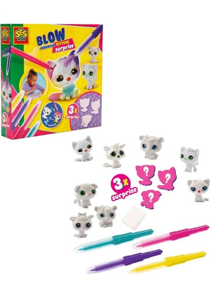 Boya Üfleme Kalemi 3x Kedicik Sürprizi