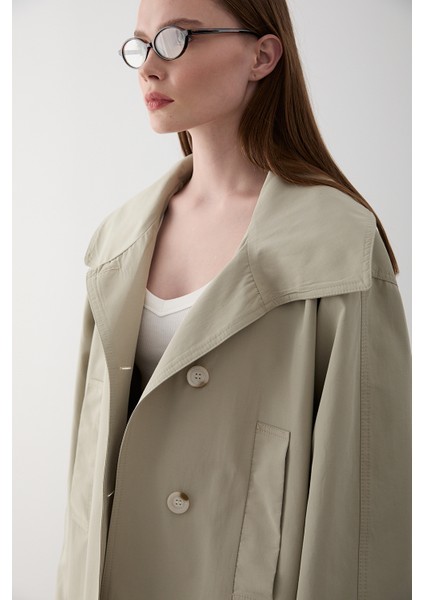 Mint Katalina Kuşaklı Kısa Trençkot - 7002