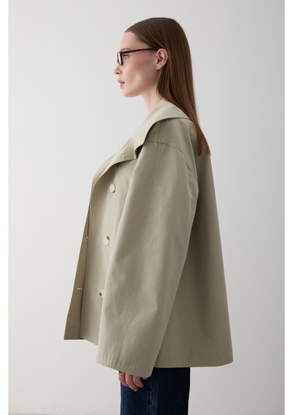 Mint Katalina Kuşaklı Kısa Trençkot - 7002