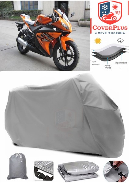 Kad?rga KDR-250 Gri Motorsiket Brandası Motor Örtüsü Çadır Su Geçirmez Motosiklet Kılıfı Motor Brandası