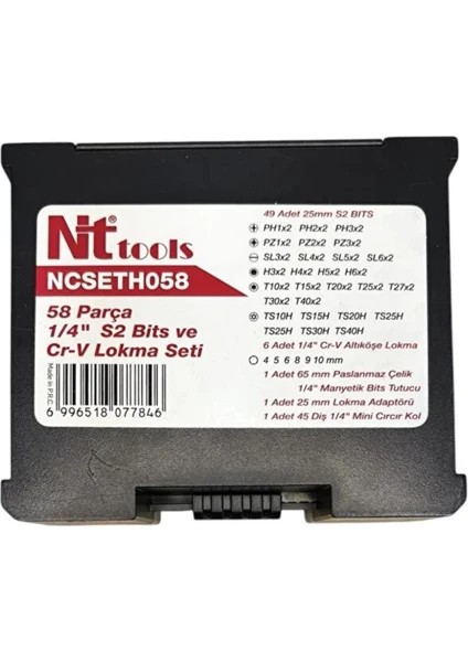 1/4" S2 Bits ve Cr-V Lokma Seti 58 Parça fiyatları
