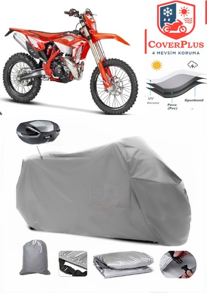 Beta Rr 2t Enduro 250 Motor Brandası Gri Arka Çanta Uyumlu Motorsiket Brandası Motor Örtüsü Çadır Su Geçirmez Motosiklet Kılıfı Motor Brandası