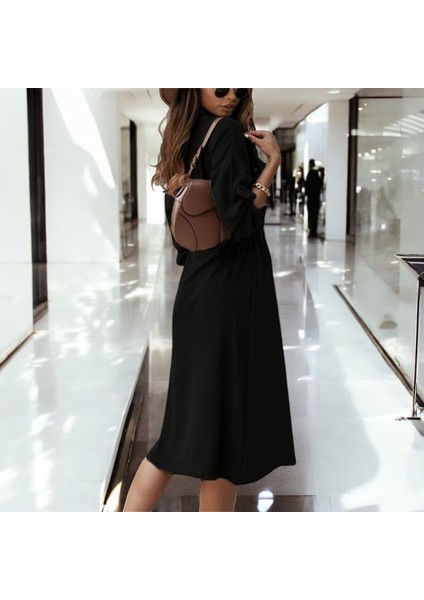 Düğmeli Kemerli Gömlek Yaka Keten Elbise modelleri