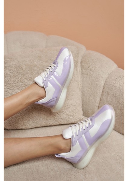 Fabiana Kadin Beyaz Lila Detay Airtaban Detay Sneakers modelleri
