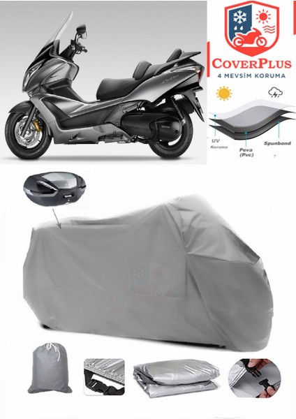 Honda Sw T600 Motor Brandası Gri Arka Çanta Uyumlu Motorsiket Brandası Motor Örtüsü Çadır Su Geçirmez Motosiklet Kılıfı Motor Brandası