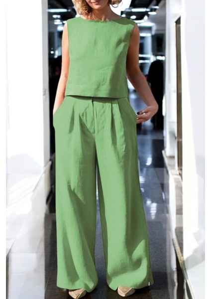 Kolsuz Yazlık Alt Üst Keten Takım