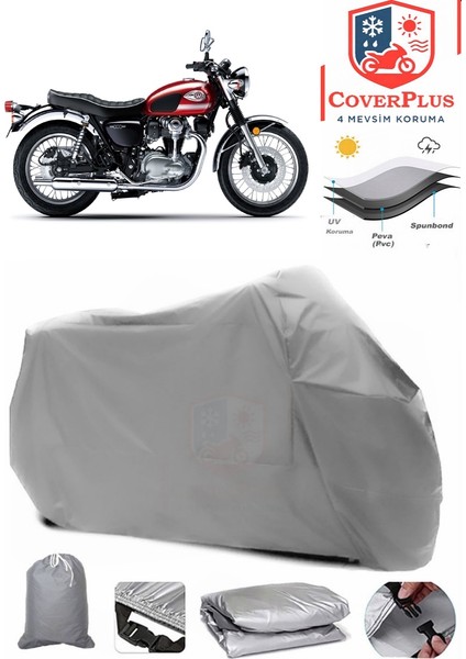 Kawasaki W 800 Gri Motorsiket Brandası Motor Örtüsü Çadır Su Geçirmez Motosiklet Kılıfı Motor Brandası