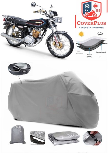 Kuba Cg 100 Arka Çanta Uyumlu (Gri) Motorsiket Brandası Motor Örtüsü Çadır Su Geçirmez Motosiklet Kılıfı Motor Brandası
