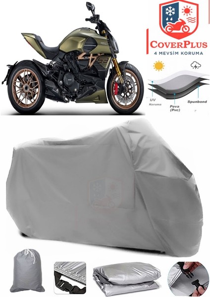 Ducati Diavel V4 Gri Motorsiket Brandası Motor Örtüsü Çadır Su Geçirmez Motosiklet Kılıfı Motor Brandası
